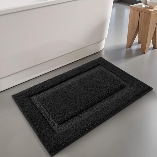 LUMI Ultra Soft Bathroom Rugs Absorbent, Non Slip Bath Mat 24x36, Black - color: Black, size: 24" x 36"