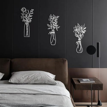Zzbakress 3 Pieces Metal Flowers Wall Art for Bathroom White - color: White