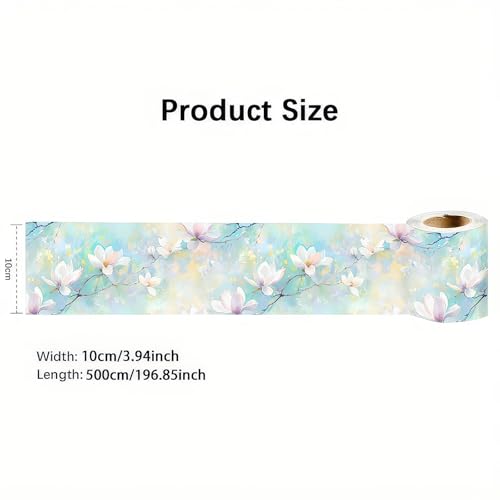 HOMETITUTE Peel and Stick Wallpaper Border 4x196in Pastel Floral Pattern - color: Light blue flowers