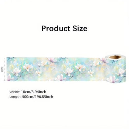 HOMETITUTE Peel and Stick Wallpaper Border 4x196in Pastel Floral Pattern - color: Light blue flowers