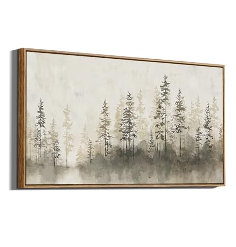 ARPEOTCY Extra Large Framed Wall Art, Forest Farmhouse Decor, 20x40inch - color: Pine Reflection, size: 40"L x 20"W