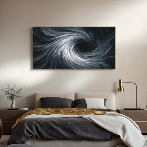 YISXINOAG Black White Abstract Wall Art Modern Spiral Painting 20"X40" - color: black white, size: 40"L x 20"W