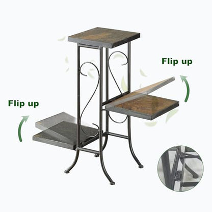 Zhongma 3 Tier Plant Stand with Slate Top without Installation Required. 25.6" W x 10.2" D x 22.4" H