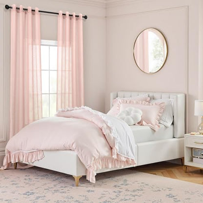 Light Pink Sheer Curtains for Girls Room 84 Inch 2 Panels Set Polka Dots - color: Pink, size: 52"W x 84"L (Pack of 2)
