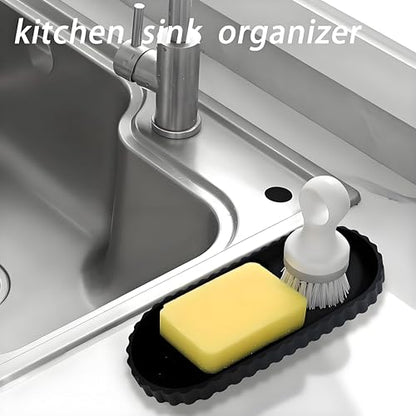 Black Oval Silicone Bathroom Vanity Tray - Decorative Soap Holder - color: Black