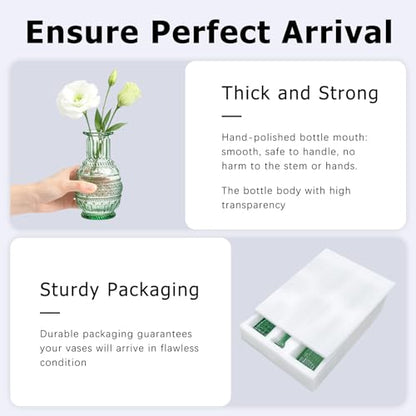 SUPMIND 6pcs Glass Bud Vase Bulk, Small Green Flower Vases for Centerpieces - color: Green