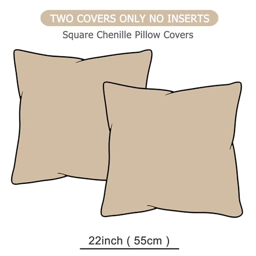 GAWAMAY Decorative Corduroy Throw Pillow Covers 22x22 Beige 2 Pack - color: Beige, size: 22" x 22" (Pack of 2)