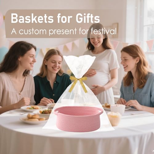 JMvicyroam Small Woven Basket, Empty Gift Basket, Pink/1 Pack - color: Pink, size: 1 Pack