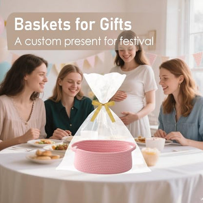 JMvicyroam Small Woven Basket, Empty Gift Basket, Pink/1 Pack - color: Pink, size: 1 Pack