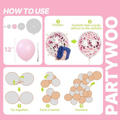 PartyWoo Hot Pink Balloons 66pcs 12 Inch Magenta Fuchsia Latex Balloons - color: Pink-3314