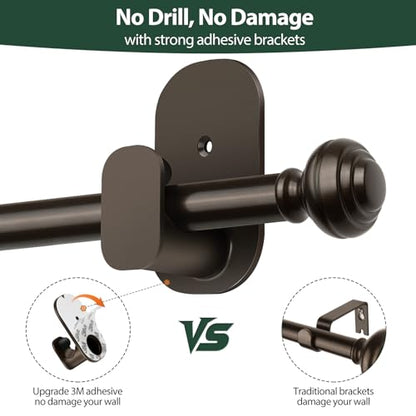 KAMANINA No Drill Curtain Rods 32-58" Adjustable, Renter Friendly, Bronze - color: Bronze, size: 32-58"