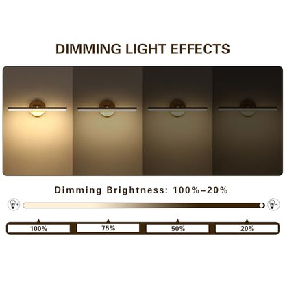 Hardwired Adjustable Lighting Gold Modern LED Picture Lights for Paintings 15.7'' Inch Long Swing Arm Metal Art Lights Warm White 3000K - color: Hard-Wired Brass-round base, size: 15.7inch Dimmable
