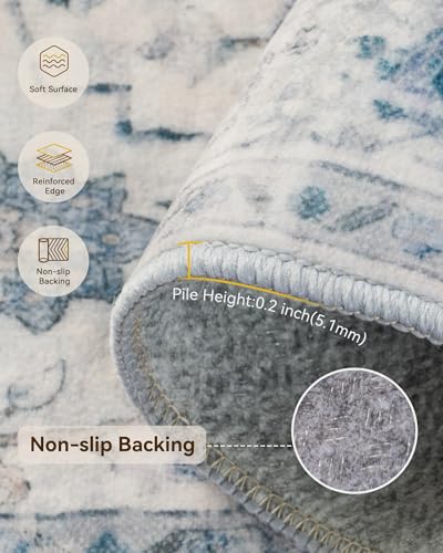 RELEANY Washable Vacuum-Friendly Area Rugs 8'x10' Blue/Gray - color: Blue/Gray, size: 8' x 10' (Rectangular)