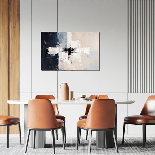 Modern Black and White Abstract Canvas Wall Art for Living Room 24" X 36" - color: JYQ-01M, size: 36"L x 24"W