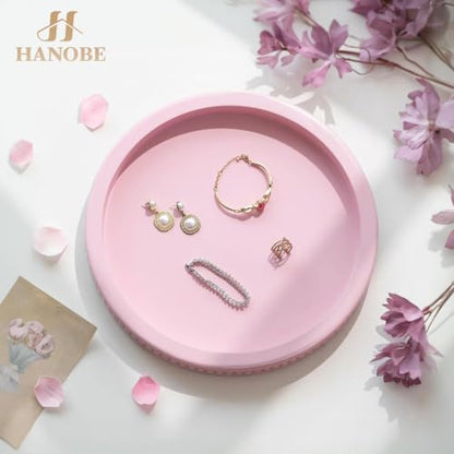 Hanobe Pink Round Decorative Tray with Beaded Edge - color: Pink