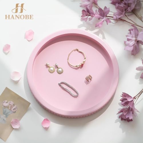 Hanobe Pink Round Decorative Tray with Beaded Edge - color: Pink