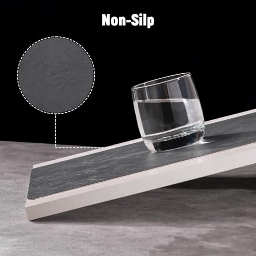 Vinyl Placemats Set of 4, Dual Sided Place Mats with Drink Coasters - color: Black/Dark Gray Two-tone, size: Set of 4