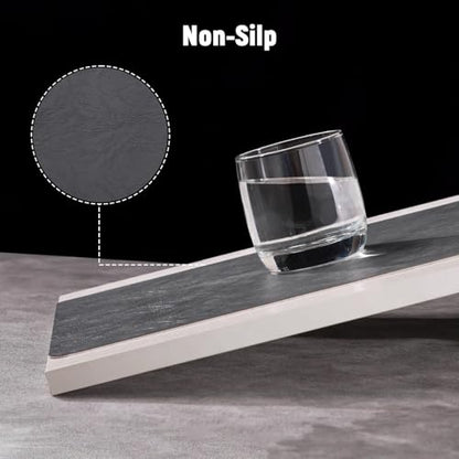 Vinyl Placemats Set of 4, Dual Sided Place Mats with Drink Coasters - color: Black/Dark Gray Two-tone, size: Set of 4