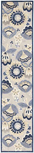 Nourison Home Aloha Blue Grey 2'3" x 10' Area Rug - Easy Clean, Non Shedding, Bed Room, Living Room, Dining Room, Kitchen (10' Runner) - color: Blue Grey, size: 2'3" x 10' (Runner)