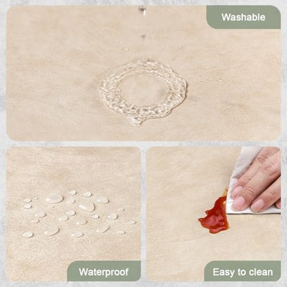 Vinyl Placemats Set of 4, Dual Sided Place Mats with Drink Coasters - color: Beige/Sage Green Two-tone, size: Set of 4