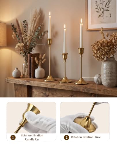 Gold Candlestick Holders Set of 6 Weighted Stable Base - color: Gold, size: Set of 6