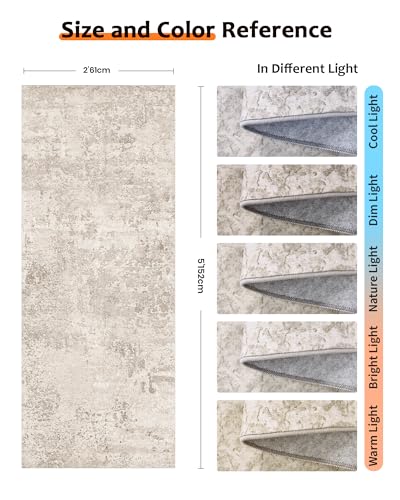 2x5 Runner Rug Non Slip, Washable Rug Runners for Hallways,Beige - color: Abstract-beige, size: 2' x 5' (Runner)