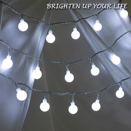 Ogrmar 49FT 100 LED Globe Ball String Lights 8 Modes with Remote White - color: White