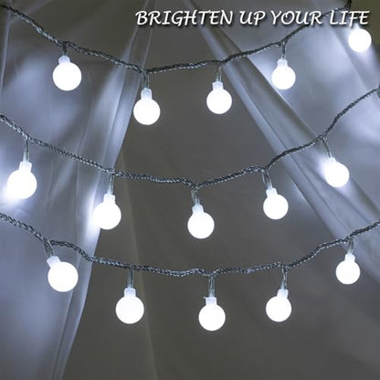 Ogrmar 49FT 100 LED Globe Ball String Lights 8 Modes with Remote White - color: White