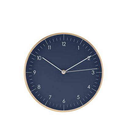 LUUK LIFESTYLE Modern Silent Quartz Wall Clock, 10in, Dark Blue & Gold | Royal color, Non-ticking, Analog, Easy-to-read display, Battery operated, Simple & Elegant, Housewarming gift - color: Dark Blue, 10"