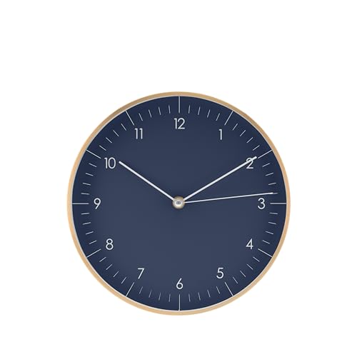 LUUK LIFESTYLE Modern Silent Quartz Wall Clock, 10in, Dark Blue & Gold | Royal color, Non-ticking, Analog, Easy-to-read display, Battery operated, Simple & Elegant, Housewarming gift - color: Dark Blue, 10"