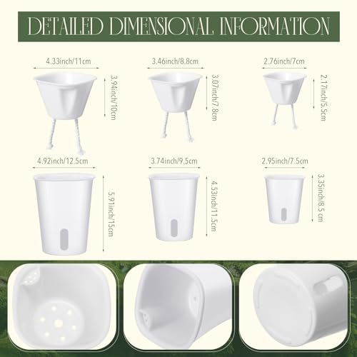 Ziliny 18 Pcs Self Watering Pots Plastic Plant 3 Sizes Flower Plant Pot with Inner White Flower Pots for Indoor House Plants Plastic Self Watering Pot for Herbs Flowers (Xs,S,M) - size: XS,S,M