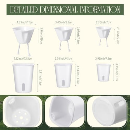 Ziliny 18 Pcs Self Watering Pots Plastic Plant 3 Sizes Flower Plant Pot with Inner White Flower Pots for Indoor House Plants Plastic Self Watering Pot for Herbs Flowers (Xs,S,M) - size: XS,S,M
