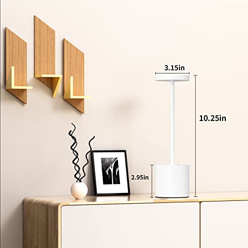 Cordless Table Lamp Rechargeable,Battery Powered LED Outdoor Table Light - color: 2 Pack White