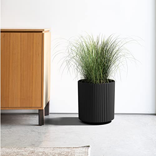 Veradek Demi Series Planter - Large Round Outdoor Planter - color: Black, size: 16 inch - 2 Pack