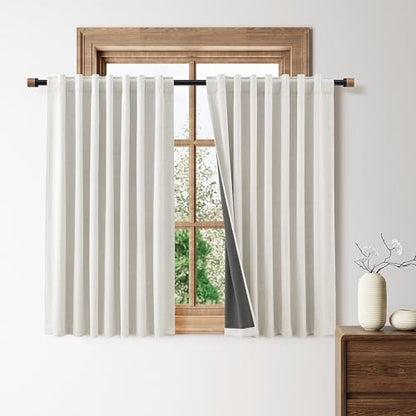 Nanspring 100% Blackout Linen Curtains for Bedroom 50x54 Inches Natural - color: Natural, size: 50"W x 54"L (Pack of 2)