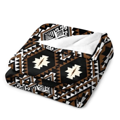 Rustic Western Throw Blanket, Southwestern Bohemian Ethnic Style Native Aztec Pattern Flannel Blanket for Sofa Bed, All Seasons 30"x40" - color: Aztec-4, size: 30"x40"