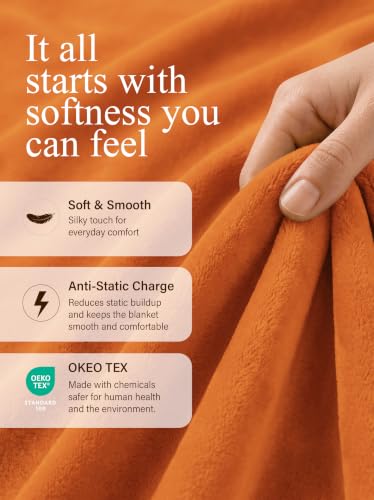 Utopia Bedding Soft Fleece Bed Blanket Throw Size Burnt Orange (50x60 Inch) - color: Burnt Orange, size: Throw (50x60 Inch)