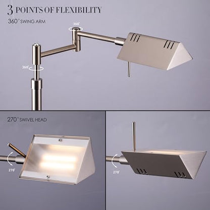 O'Bright Brook Adjustable Dimmable LED Pharmacy Floor Lamp, Brushed Nickel - color: Brushed Nickel