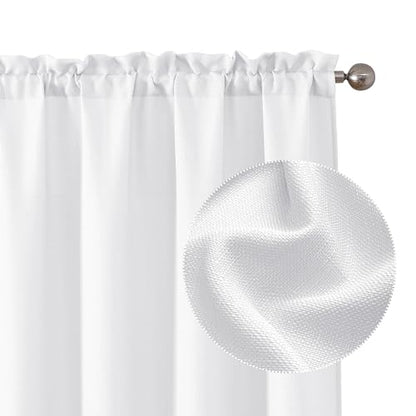Chyhomenyc White Curtains 72 Inch Length 2 Panels Set - color: White, size: 40"W x 72"L (Pack of 2)