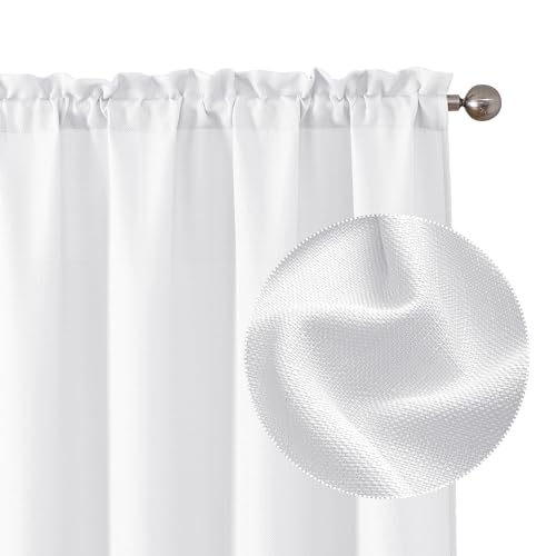 Chyhomenyc White Curtains 72 Inch Length 2 Panels Set - color: White, size: 40"W x 72"L (Pack of 2)