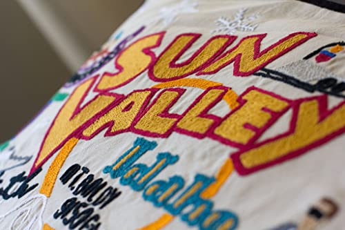 Catstudio Ski Sun Valley Hand Embroidered Pillow, Decorative Throw Pillow - color: Ski Sun Valley