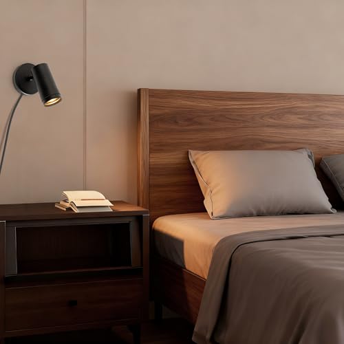 9W Plug-in Zoomable Spotlight with Switch Uplight for Indoor Plants - color: Black