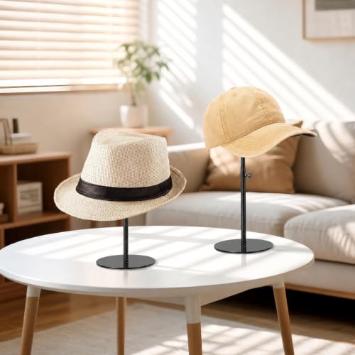 Cap Display Stand 2PCS Stainless Steel - color: Cap Stands - Black