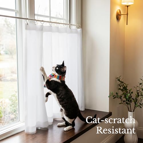 NICETOWN 2 Panels Privacy Sheer Cafe Curtains 26 x 30 Inches - color: Pure White, size: 26"W x 30"L (Pack of 2)