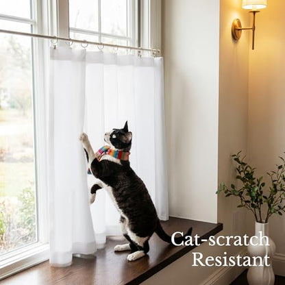 NICETOWN 2 Panels Privacy Sheer Cafe Curtains 26 x 30 Inches - color: Pure White, size: 26"W x 30"L (Pack of 2)