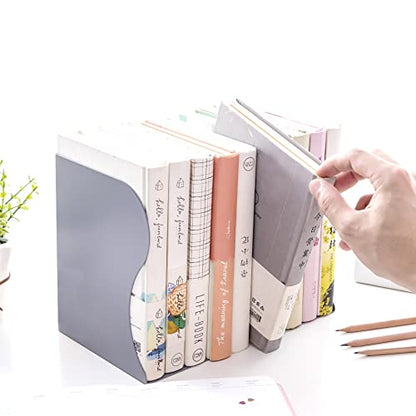 Adjustable Bookends Metal Book Ends for Heavy Book Holder Heavy Duty Bookends Nonskid Bookcase Desktop Book Organizer Binder Holder - color: Simple Grey