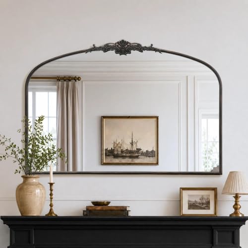 Besdomus Vintage Arched Black Mirror: 48"x33" Oversized Decorative Mirrors - color: Black Gold, size: 33"L x 48"W