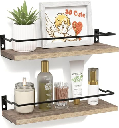 RICHER HOUSE Floating Shelves Bathroom, Small Wall Shelf Over Toilet 2 Set - color: Carbonized Black
