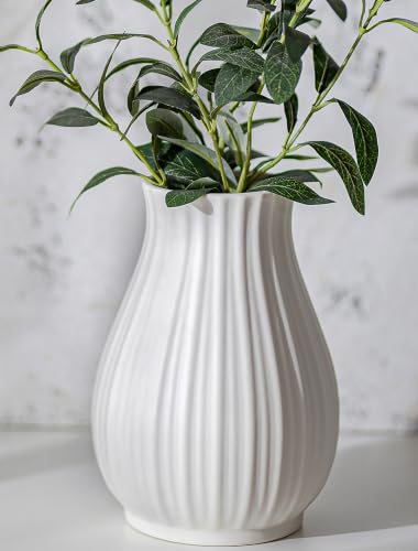 NUPTIO Ceramic Flower Vase for Bouquet, White, 8.07" Tall - size: Style 2-L-White