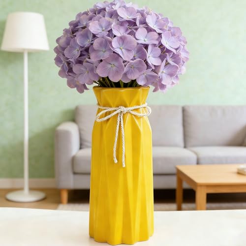 Disoza Ceramic Vase for Home Decor Yellow Modern Flower Vase for Pampas Grass Dried Flowers 9.5" H x 3.9" W Vases for Living Room Decorations Porcelain Tulip Vases for Table Kitchen Decor - color: #a 9.5" Tall Yellow Vases for Living Room Decor